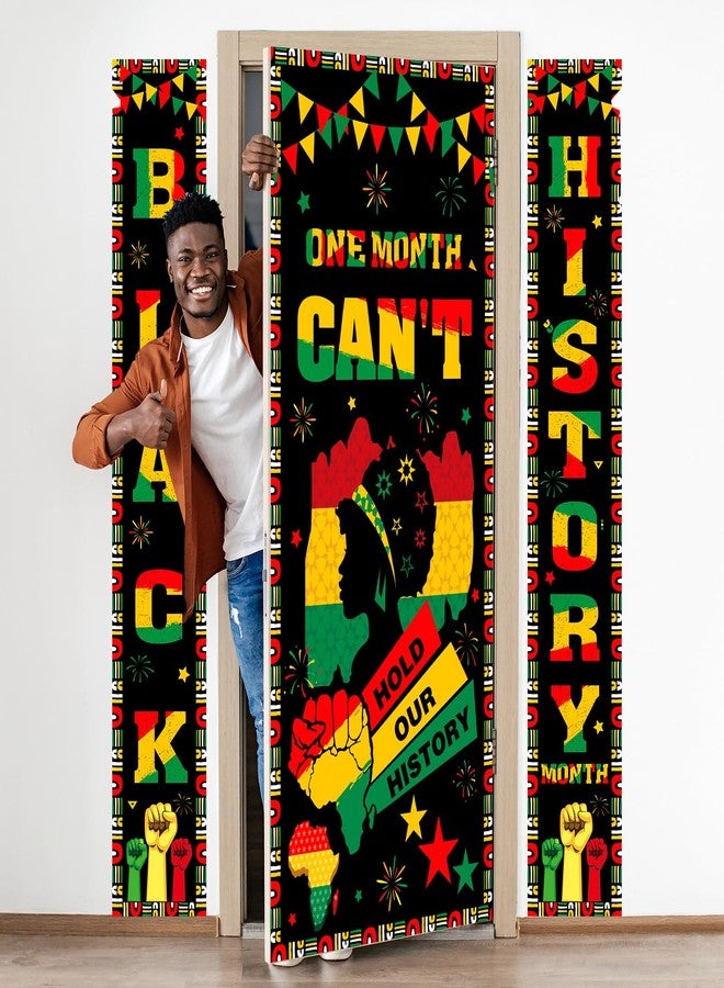 Mindsoft مجموعة Mindsoft من 3 قطع لأغطية أبواب شهر التاريخ الأسود، زينة مهرجان الأمريكيين الأفارقة، لافتة باب تاريخية سوداء، خلفية للفصول الدراسية والمكاتب والمدارس والأماكن الخارجية - Image 4